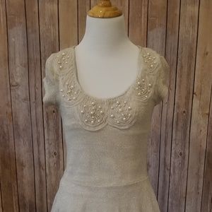 Champagne/ivory peplum blouse